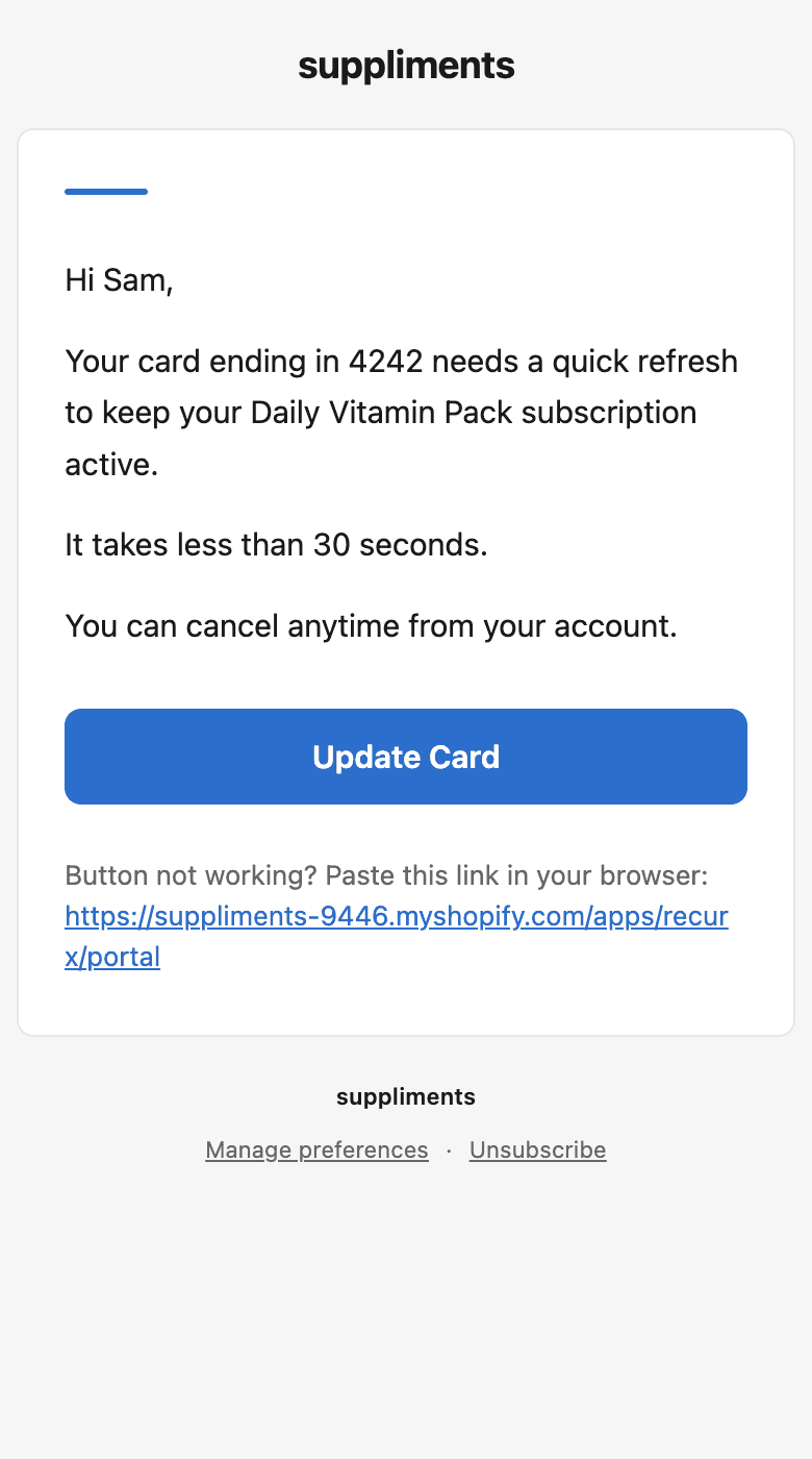 Email: Quick update needed for your Daily Vitamin Pack subscription