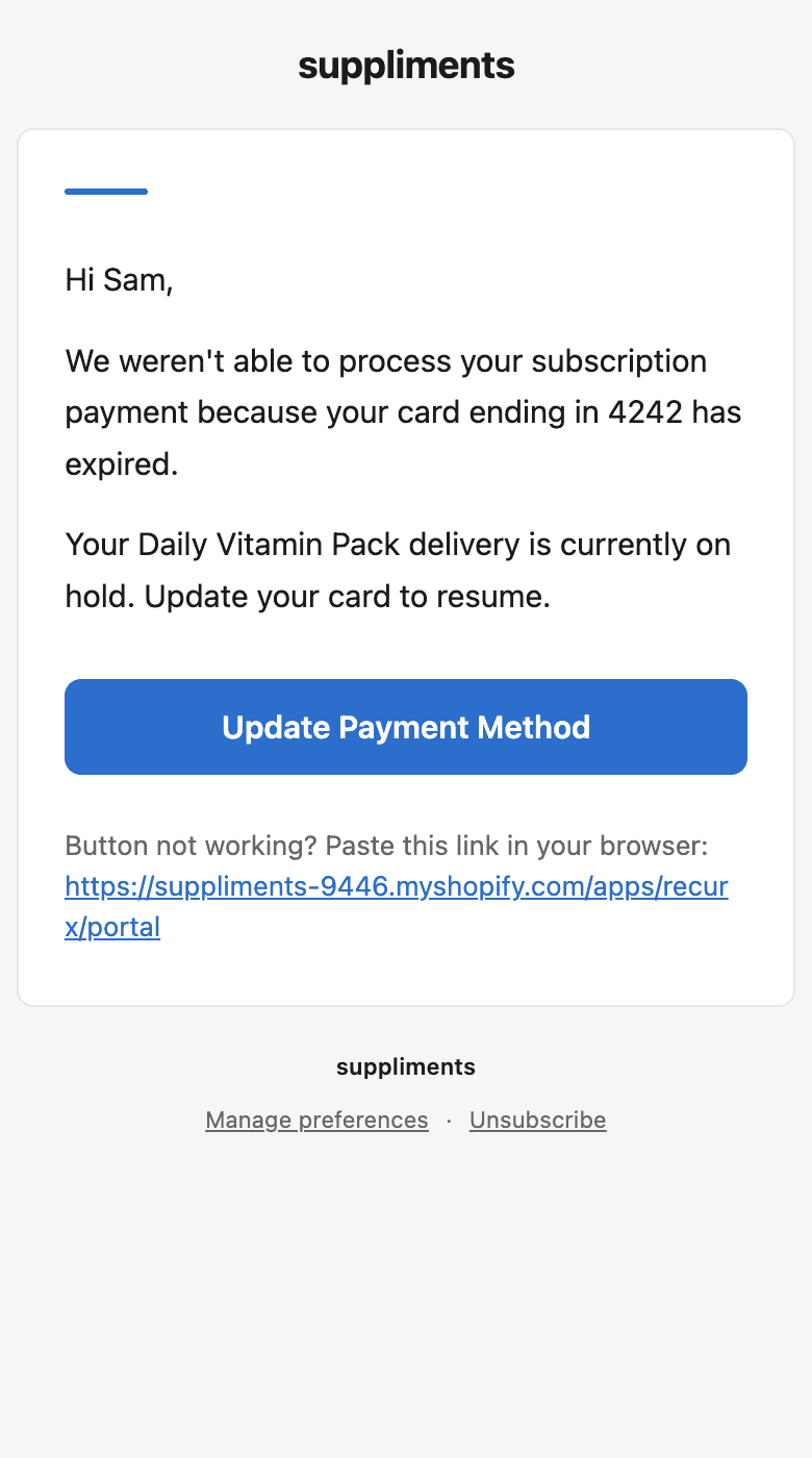 Email: Your Daily Vitamin Pack delivery is on hold