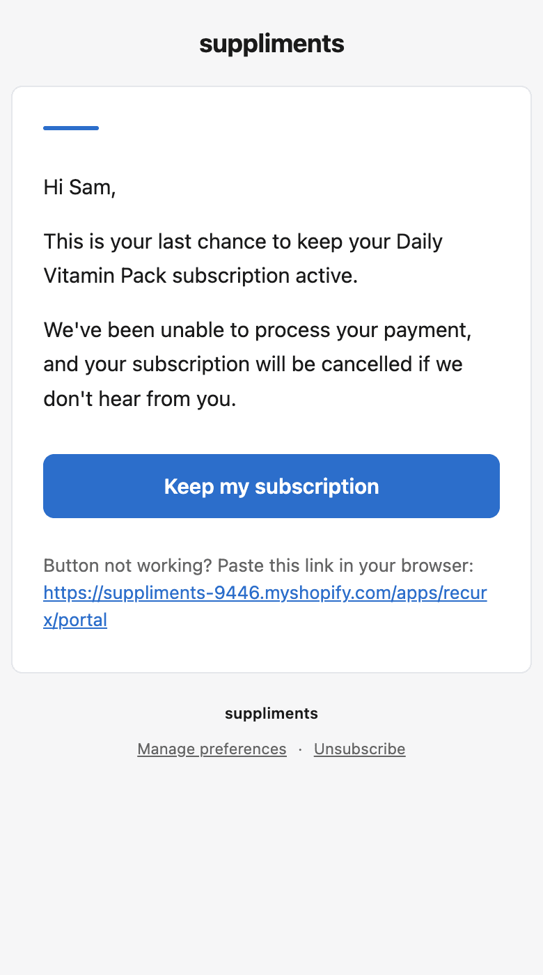Email: Last chance to keep your subscription active