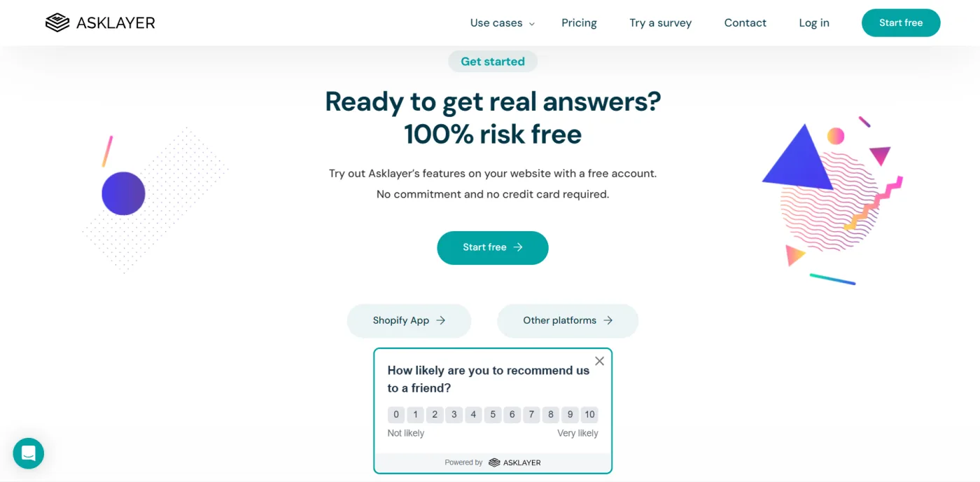 Asklayer pop-up NPS survey demo