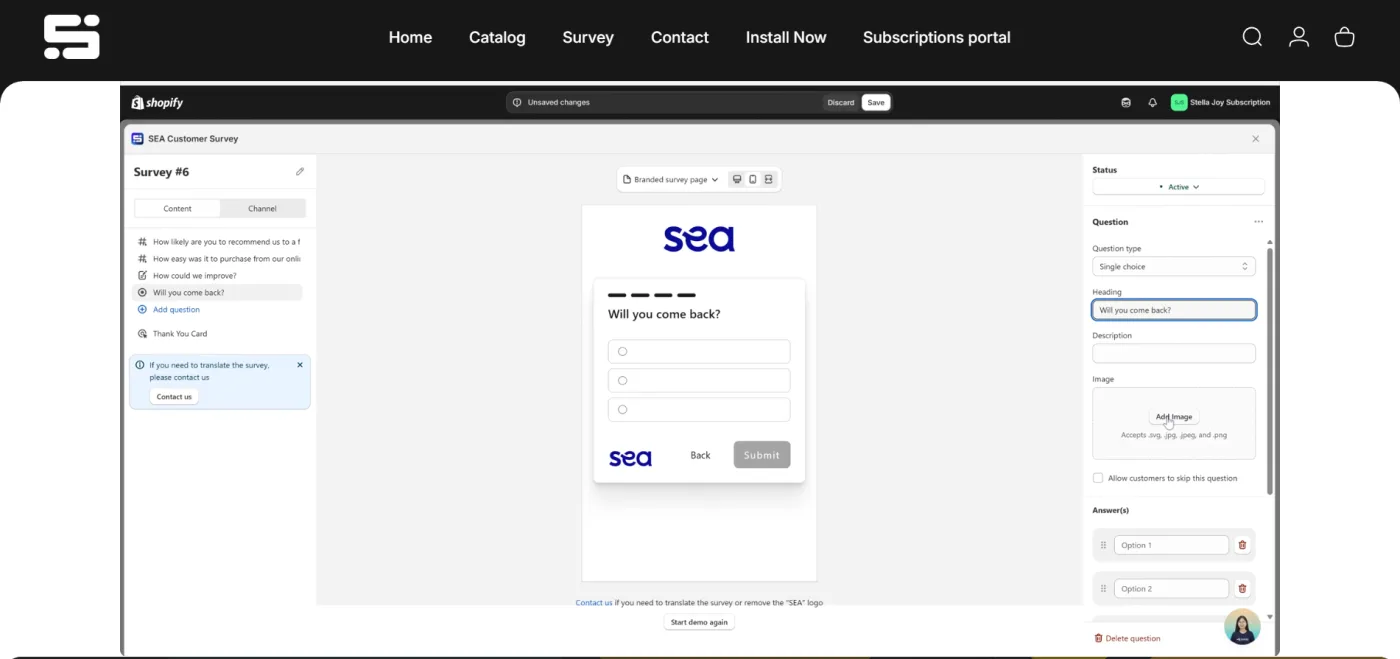 SEA interactive demo for building an attribution survey
