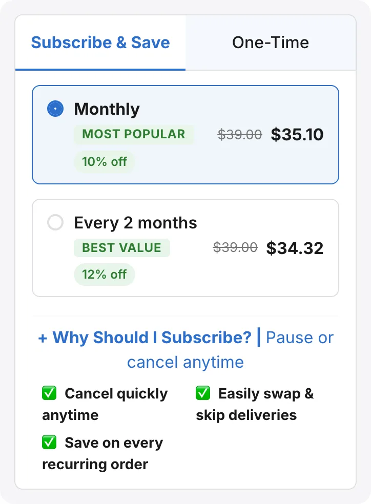 Box subscribe-and-save widget