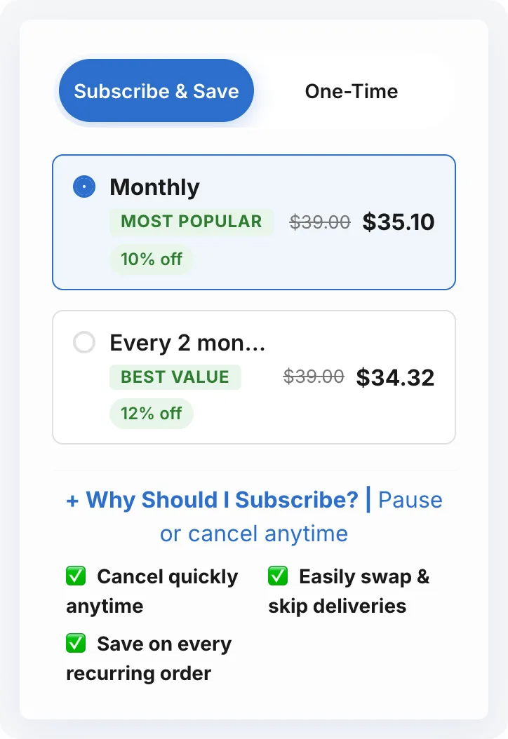 Glass subscribe-and-save widget