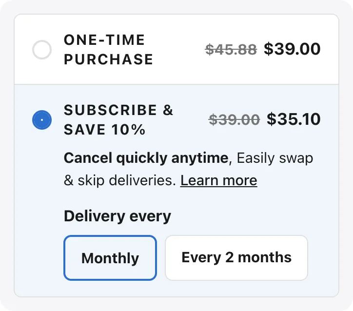 List subscribe-and-save widget